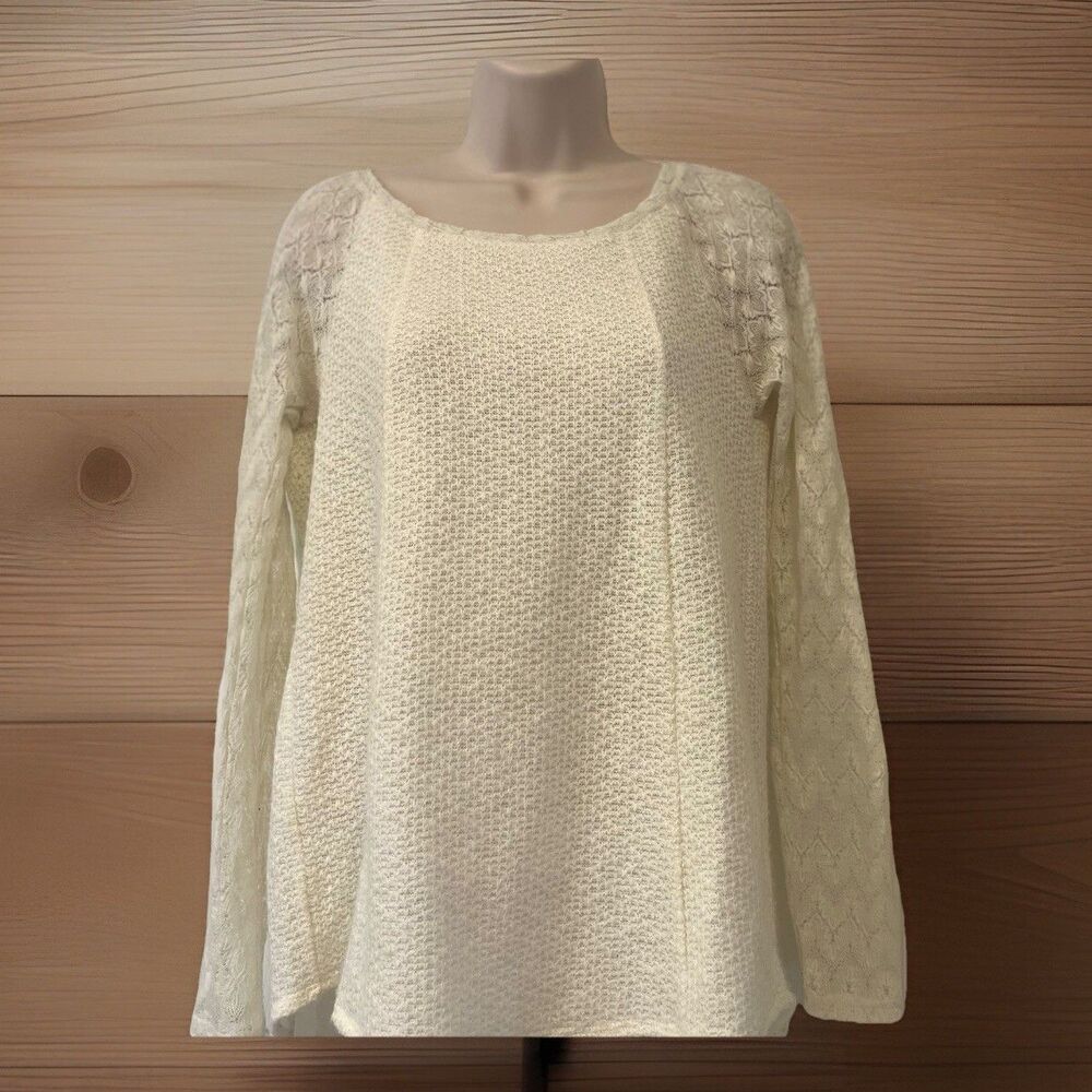 Anthropologie One September Lace Sweater Womens XS Cream Boho Feminine Fairy Y2K